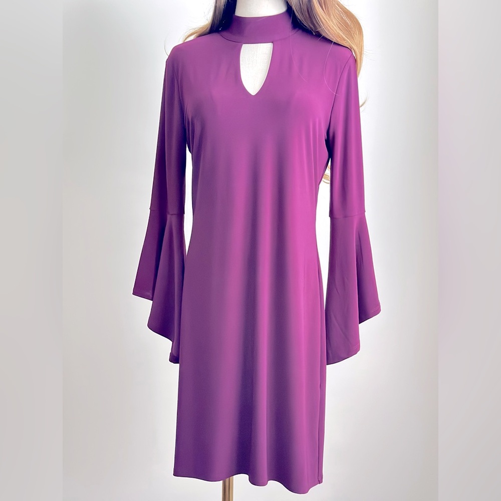 White House Black Market bell sleeve knit dress in wine